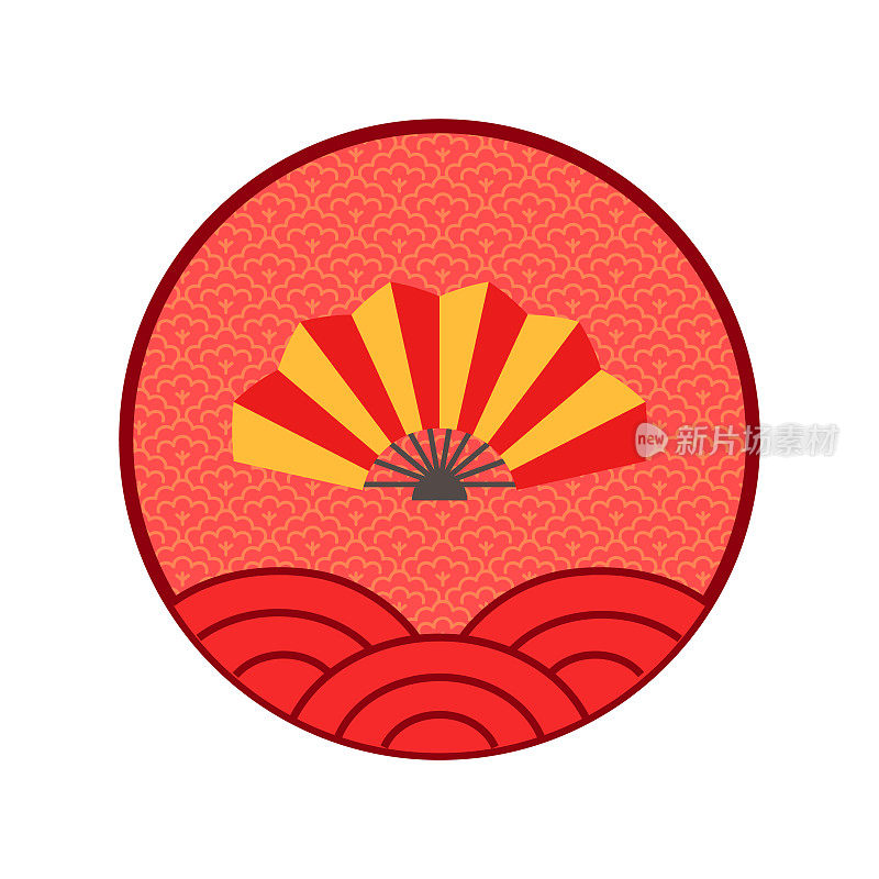 Fan Chinese New Year Logo Isolated Circle Icon